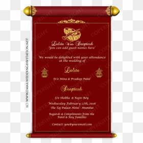Wedding Card Sample India, HD Png Download - indian wedding png