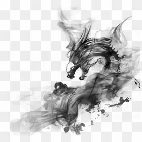 Ink Chinese Dragon Png - Black Smoke Dragon Png, Transparent Png - chinese dragon png