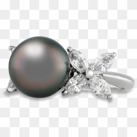 Tahitian Pearl & Diamond Ring - Engagement Ring, HD Png Download - pearl png