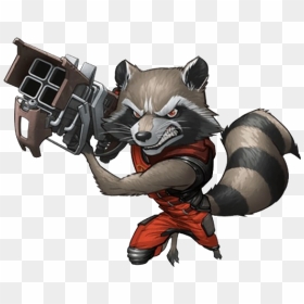 Rocket Raccoon Transparent - Cartoon Rocket Guardians Of The Galaxy Drawing, HD Png Download - raccoon png