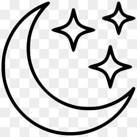Black And White Moon And Stars Png - Moon And Stars Transparent, Png Download - white stars png