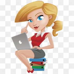 Laptop Woman Illustration - Cartoon Characters Business Woman, HD Png Download - business png