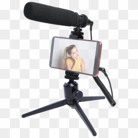 Maono High Quality Supercardioid Vlog Microphone With - Tripode De Celular Y Microfono, HD Png Download - video camera png