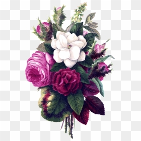 Flower Bouquet Pink Flowers - Public Domain Flower Paintings, HD Png Download - pink flowers png