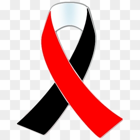 Red White And Black Awareness Ribbon - Awareness Red And Black Ribbon, HD Png Download - black ribbon png