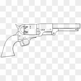 Colt Navy Revolver Clip Arts - Colt 1851 Navy Revolver Drawing, HD Png Download - revolver png