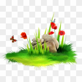 Transparent Mowing Clipart - Flower With Grass Png, Png Download - grass flower png
