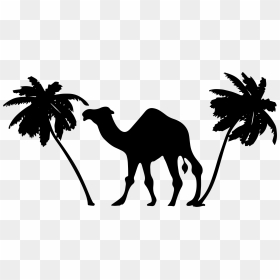 Camel Palm Trees Silhouette Clip Arts - Camel Black And White Png, Transparent Png - forest silhouette png