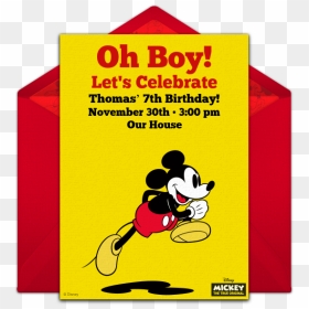 Classic Mickey Mouse Online Invitation - Banquetes, HD Png Download - grad cap png