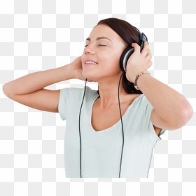 Girl With Headphone Png , Png Download - Listening With Headphones Png, Transparent Png - headphone png