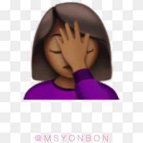 Black Girl Hand Over Face Emoji - Hands On The Head Emoji, HD Png Download - hand emoji png
