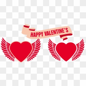 Valentine"s Day Heart With Wings 3688*1616 Transprent, HD Png Download - valentine png