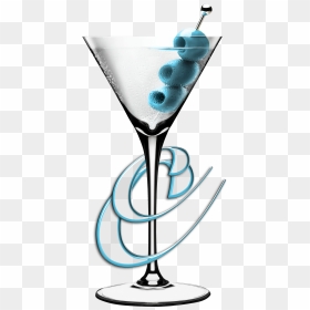 Cocktails And Caviar Martini Glass With Blue Olives - Dry Martini Cocktail With Green Olive, HD Png Download - martini png