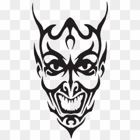 Demon Face Clipart - Black And White Devil Face, HD Png Download - devil emoji png