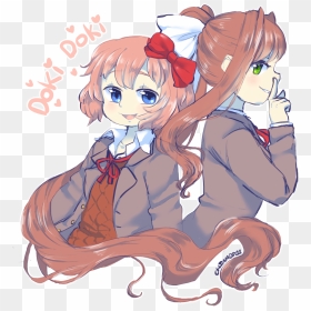 Doki Doki Literature Club Monika And Sayori, HD Png Download - monika png