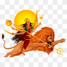 Navratri Transparent Background - Maa Durga Cartoon Png, Png Download - navratri png