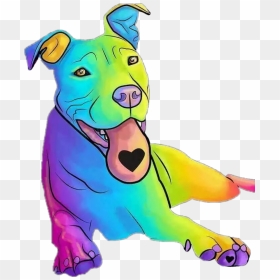 Dog Dogs Doglover Mansbestfriend Pitbull Pitbulllove - Rainbow Pit Bull Clipart, HD Png Download - pitbull png