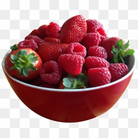 Bowl Full Of Strawberries - Strawberries And Raspberries, HD Png Download - bowl png