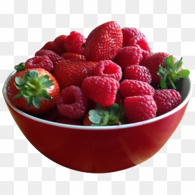 Bowl Full Of Strawberries - Strawberries And Raspberries, HD Png Download - bowl png