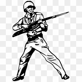 Standing,line Art,silhouette - Black And White Clipart Soldier, HD Png Download - soldier silhouette png