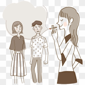 Woman Smoking Cigarette Clipart - Cartoon, HD Png Download - cigarette smoke transparent png
