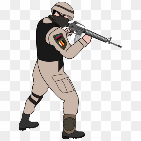 Military Free To Use Clipart - Soldier Pointing Gun Drawing, HD Png Download - soldier silhouette png