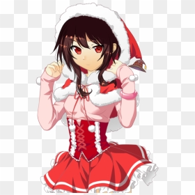 Stunning Anime Santa Hat Christmas Meme Megumin Wizard - Christmas Anime Girl Png, Transparent Png - megumin png