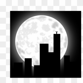 Moon, City, Silhouette, Building, Town, Mystical, Man - City Clipart At Night, HD Png Download - city silhouette png
