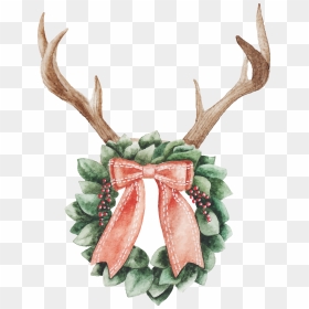 Watercolor Deer Antlers Png - Watercolor Christmas Picture Png, Transparent Png - reindeer antlers png