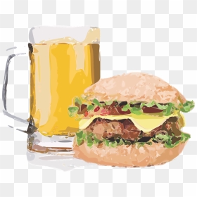 Burger Brew Beer Cheeseburger - Burger And Beer Vector, HD Png Download - cheeseburger png