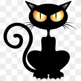 Black Cat Kitten Halloween Clip Art - Clip Art Halloween Black Cat, HD Png Download - cats png