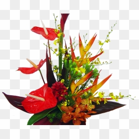 Bright Red Tropical Hawaiian Flowers Bouquet Hawaiian - Real Tropical Flowers Png, Transparent Png - hawaiian flowers png