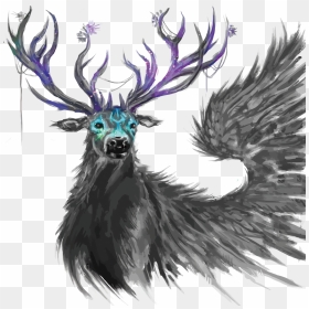 Drawn Reindeer Reindeer Antler - Reh Mit Geweih Bleistiftzeichnung, HD Png Download - reindeer antlers png