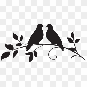 Love Birds On Branch Png - Love Birds Clipart Black And White, Transparent Png - bird silhouette png