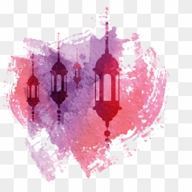 Chandelier Lighting Lamp Light Fixture Eid Green Oil - Ramadan Watercolor Banner Design, HD Png Download - deepavali lamp png
