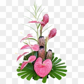Фотки Hawaiian Home Decor, Hawaiian Homes, Hawaiian - Pink Tropical Floral Arrangements, HD Png Download - hawaiian flowers png