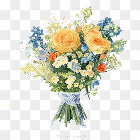 Summer Flower Bouquet Drawing, HD Png Download - bouquet png