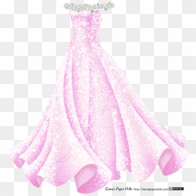 A Sleeveless Pink Gown With A Fitted Bodice And A Full - Whole Dress Drawing, HD Png Download - white roses png