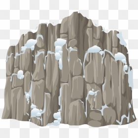 Cliff Covered With Ice - Rock With Snow Clip Art, HD Png Download - cliff png
