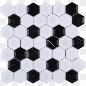 3d Honeycomb Hexagon Black Marquina With White Glass - Mosaic In Honey Comb, HD Png Download - honeycomb pattern png