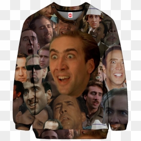 Cage Face Sweatshirt - Nicolas Cage Face Coat, HD Png Download - nicolas cage face png