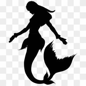 Ariel Silhouette Mermaid Drawing Clip Art - Silhouette Mermaid Clipart, HD Png Download - mermaid silhouette png