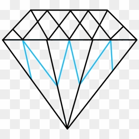 How To Draw Diamond - Step By Step 3d Diamond, HD Png Download - diamond outline png