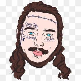 Click Posty"s Face To Buy His Tattoos - Post Malone Face Tattoo Png, Transparent Png - post malone png