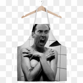 Download Psycho ﻿classic Sublimation Adult Apron - Nicolas Cage Psycho Shower, HD Png Download - nicolas cage face png