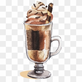 Milkshake Drawing Hot Chocolate - Hot Chocolate In Watercolor, HD Png Download - hot chocolate png