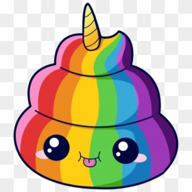 Emoji Unicorn Kawaii Stickers Transparent Png Emoji - Rainbow Poop, Png Download - kawaii face png