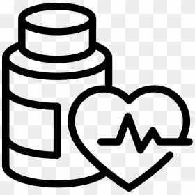 Medication Bottle Outline And Heart With Life Line - Steroids Png, Transparent Png - pill bottle png