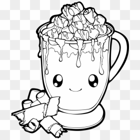 Chocolate Drawing Art - Hot Chocolate With Marshmallows Drawing, HD Png Download - hot chocolate png