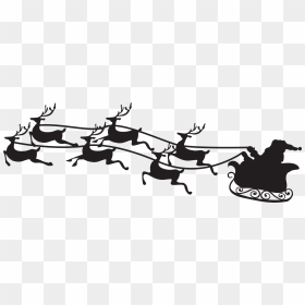 Santa On Sled Png - Santa Claus Sleigh Silhouette Png, Transparent Png - deer head silhouette png
